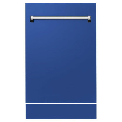 ZLINE Tallac 18-Inch Top Control Built-In Dishwasher, Blue Matte Panel, Traditional Handle, 51 dBA (DWV-BM-18)