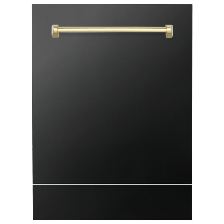 ZLINE 24" Autograph Edition Tall Tub Dishwasher Panel in Black Stainless Steel with Gold Handles, DPVZ-BS-24-G