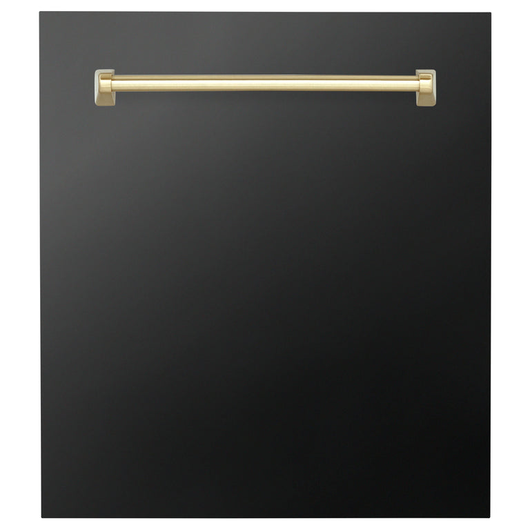 ZLINE 24" Autograph Edition Tall Tub Dishwasher Panel in Black Stainless Steel with Gold Handles, DPVZ-BS-24-G