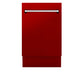 ZLINE Tallac 18-Inch Top Control Built-In Dishwasher, Red Gloss Panel, Traditional Handle, 51 dBA, DWV-RG-18