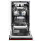 ZLINE Tallac 18-Inch Top Control Built-In Dishwasher, Red Gloss Panel, Traditional Handle, 51 dBA, DWV-RG-18