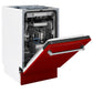 ZLINE Tallac 18-Inch Top Control Built-In Dishwasher, Red Gloss Panel, Traditional Handle, 51 dBA, DWV-RG-18