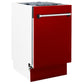 ZLINE Tallac 18-Inch Top Control Built-In Dishwasher, Red Gloss Panel, Traditional Handle, 51 dBA, DWV-RG-18