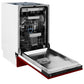 ZLINE Tallac 18-Inch Top Control Built-In Dishwasher, Red Gloss Panel, Traditional Handle, 51 dBA, DWV-RG-18