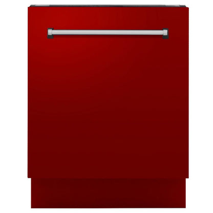 ZLINE Tallac 24-Inch Top Control Built-In Dishwasher, Red Gloss Panel, Traditional Handle, 51 dBA (DWV-RG-24)