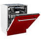 ZLINE Tallac 24-Inch Top Control Built-In Dishwasher, Red Gloss Panel, Traditional Handle, 51 dBA, DWV-RG-24