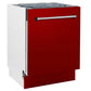 ZLINE Tallac 24-Inch Top Control Built-In Dishwasher, Red Gloss Panel, Traditional Handle, 51 dBA, DWV-RG-24