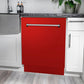 ZLINE Tallac 24-Inch Top Control Built-In Dishwasher, Red Matte Panel, Traditional Handle, 51 dBA, DWV-RM-24