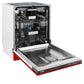 ZLINE Tallac 24-Inch Top Control Built-In Dishwasher, Red Matte Panel, Traditional Handle, 51 dBA, DWV-RM-24