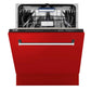 ZLINE Tallac 24-Inch Top Control Built-In Dishwasher, Red Matte Panel, Traditional Handle, 51 dBA, DWV-RM-24