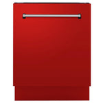 ZLINE Tallac 24-Inch Top Control Built-In Dishwasher, Red Matte Panel, Traditional Handle, 51 dBA (DWV-RM-24)