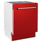 ZLINE Tallac 24-Inch Top Control Built-In Dishwasher, Red Matte Panel, Traditional Handle, 51 dBA, DWV-RM-24