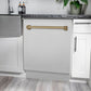 ZLINE Tallac Autograph Edition 24-Inch Top Control Built-In Dishwasher, Satin Stainless Steel Panel, Modern Champagne Bronze Handle, 51 dBA, DWVZ-SN-24-CB