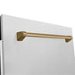 ZLINE Tallac Autograph Edition 24-Inch Top Control Built-In Dishwasher, Satin Stainless Steel Panel, Modern Champagne Bronze Handle, 51 dBA, DWVZ-SN-24-CB