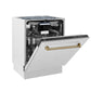 ZLINE Tallac Autograph Edition 24-Inch Top Control Built-In Dishwasher, Satin Stainless Steel Panel, Modern Champagne Bronze Handle, 51 dBA, DWVZ-SN-24-CB