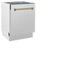ZLINE Tallac Autograph Edition 24-Inch Top Control Built-In Dishwasher, Satin Stainless Steel Panel, Modern Champagne Bronze Handle, 51 dBA, DWVZ-SN-24-CB