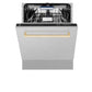 ZLINE Tallac Autograph Edition 24-Inch Top Control Built-In Dishwasher, Satin Stainless Steel Panel, Modern Polished Gold Handle, 51 dBA, DWVZ-SN-24-G