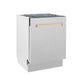 ZLINE Tallac Autograph Edition 24-Inch Top Control Built-In Dishwasher, Satin Stainless Steel Panel, Modern Polished Gold Handle, 51 dBA, DWVZ-SN-24-G