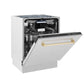 ZLINE Tallac Autograph Edition 24-Inch Top Control Built-In Dishwasher, Satin Stainless Steel Panel, Modern Polished Gold Handle, 51 dBA, DWVZ-SN-24-G
