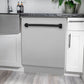 ZLINE Tallac Autograph Edition 24-Inch Top Control Built-In Dishwasher, Satin Stainless Steel Panel, Modern Matte Black Handle, 51 dBA, DWVZ-SN-24-MB