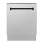 ZLINE Tallac Autograph Edition 24-Inch Top Control Built-In Dishwasher, Satin Stainless Steel Panel, Modern Matte Black Handle, 51 dBA, DWVZ-SN-24-MB