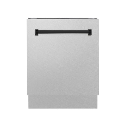 ZLINE Tallac Autograph Edition 24-Inch Top Control Built-In Dishwasher, Satin Stainless Steel Panel, Modern Matte Black Handle, 51 dBA (DWVZ-SN-24-MB)