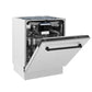 ZLINE Tallac Autograph Edition 24-Inch Top Control Built-In Dishwasher, Satin Stainless Steel Panel, Modern Matte Black Handle, 51 dBA, DWVZ-SN-24-MB