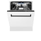 ZLINE Tallac Autograph Edition 24-Inch Top Control Built-In Dishwasher, White Matte Panel, Modern Matte Black Handle, 51 dBA, DWVZ-WM-24-MB