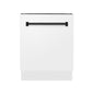 ZLINE Tallac Autograph Edition 24-Inch Top Control Built-In Dishwasher, White Matte Panel, Modern Matte Black Handle, 51 dBA, DWVZ-WM-24-MB