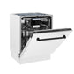 ZLINE Tallac Autograph Edition 24-Inch Top Control Built-In Dishwasher, White Matte Panel, Modern Matte Black Handle, 51 dBA, DWVZ-WM-24-MB