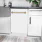 ZLINE Tallac Autograph Edition 18-Inch Top Control Built-In Dishwasher, White Matte Panel, Modern Champagne Bronze Handle, 51 dBA, DWVZ-WM-18-CB