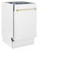 ZLINE Tallac Autograph Edition 18-Inch Top Control Built-In Dishwasher, White Matte Panel, Modern Polished Gold Handle, 51 dBA, DWVZ-WM-18-G