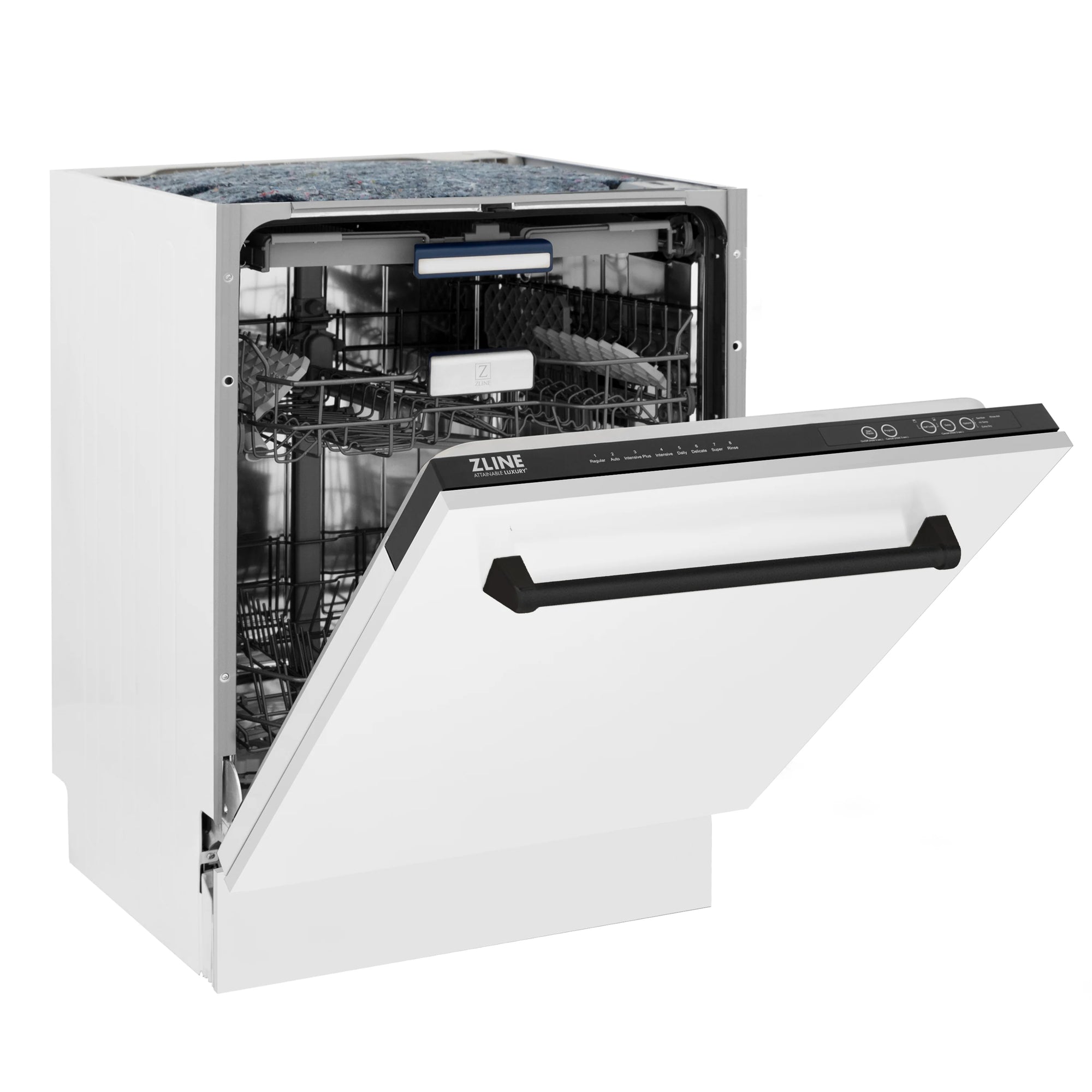 ZLINE Autograph Series 24 inch Tall Dishwasher in White Matte with Mat
