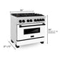 ZLINE Autograph Edition 36 in. 4.6 cu. ft. Range, Gas Stove/Electric Oven in DuraSnow® with White Matte Door, Matte Black Accents, RASZ-WM-36-MB