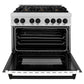 ZLINE Autograph Edition 36 in. 4.6 cu. ft. Range, Gas Stove/Electric Oven in DuraSnow® with White Matte Door, Matte Black Accents, RASZ-WM-36-MB