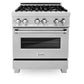 ZLINE 30" 4.0 cu. ft. Gas Burner, Electric Oven with Griddle in DuraSnow® Stainless Steel, RAS-SN-GR-30