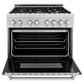 ZLINE 36" 4.6 cu. ft. Gas Burner, Electric Oven with Griddle in DuraSnow® Stainless Steel, RAS-SN-GR-36