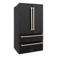 ZLINE 36 In. Autograph 22.5 cu. ft. Refrigerator with Ice Maker in Fingerprint Resistant Black Stainless Steel and Gold Accents, RFMZ-36-BS-G
