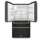 ZLINE 36 In. Autograph Refrigerator with Water and Ice Dispenser in Black with Champagne Bronze Handles, RFMZ-W-36-BS-CB