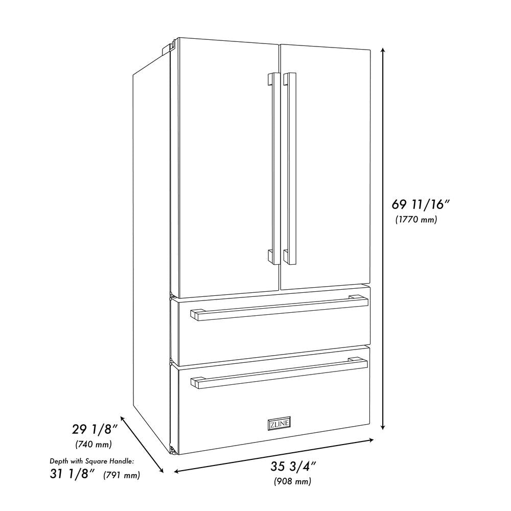ZLINE RFMZ-36-FMB Dimensional Diagram