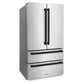 ZLINE Autograph Edition 36-Inch 22.5 cu. ft. Counter-Depth French Door Refrigerator with Ice Maker in Fingerprint-Resistant Stainless Steel with Matte Black Modern Handles, RFMZ-36-FMB