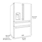 ZLINE Autograph Edition 36-Inch 21.6 cu. ft. Counter-Depth French Door Refrigerator with Water and Ice Dispenser in Fingerprint-Resistant Stainless Steel with Matte Black Modern Handles, RFMZ-W-36-FMB