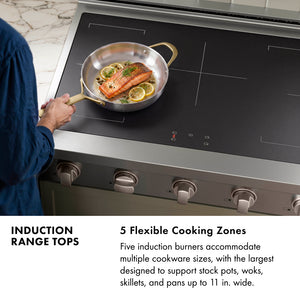 ZLINE Autograph Edition 36" Paramount Induction Rangetop with 5 Element Cooktop in Black Stainless Steel and Polished Gold Accents, SINRTBZ-36-G
