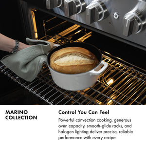 ZLINE Marino 48-Inch 6.7 cu. ft. Dual Fuel Range, 8 Burners, Double Oven, Convection Oven, Reversible Griddle, Stainless Steel with White Matte Door, MDR-WM-48