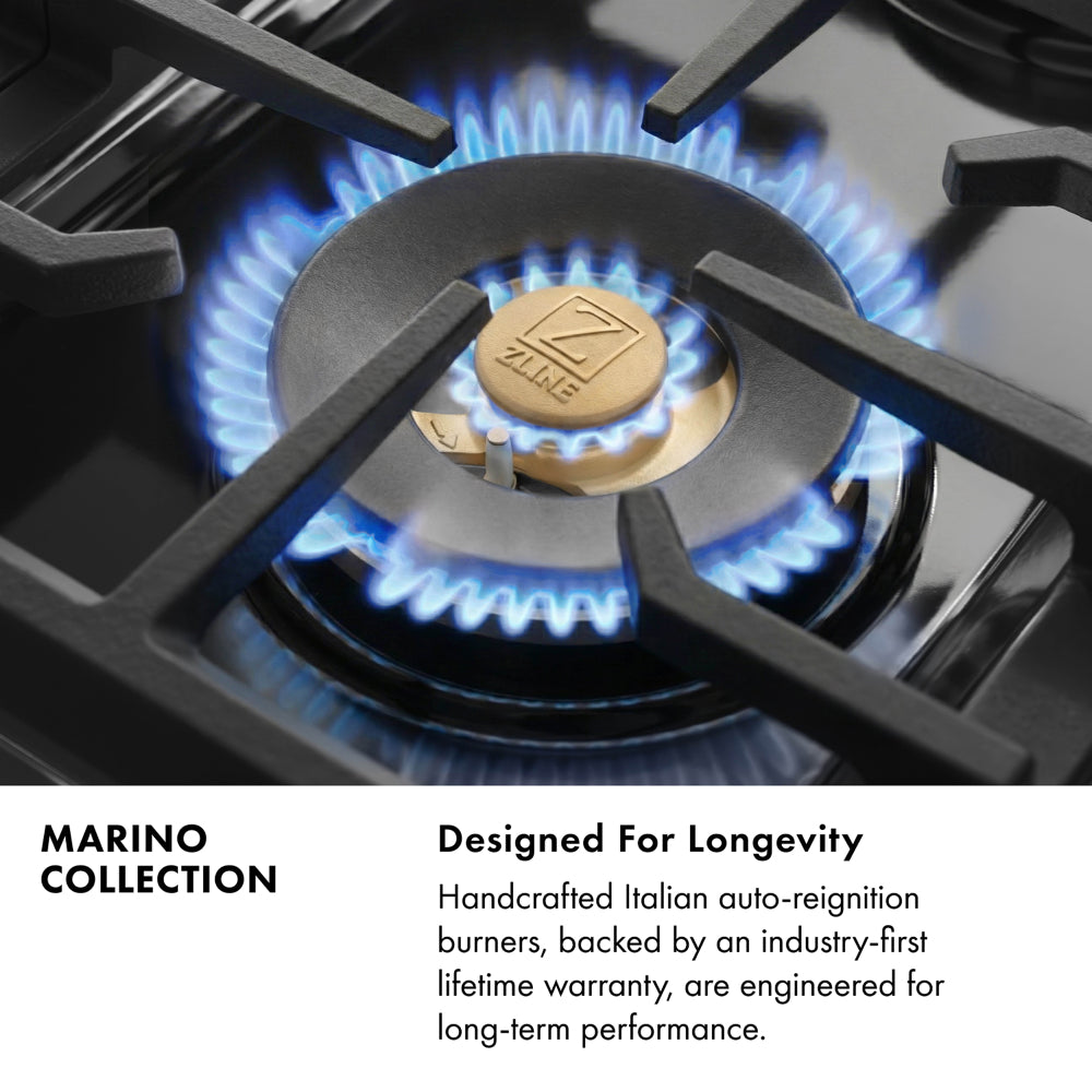 ZLINE Autograph 30 in. 4.2 cu. ft. Marino Gas Range with 4 Burner DuoPro™ Cooktop and Gas Oven in Stainless Steel and Champagne Bronze Accents, PMGRZ-30-CB - Designed for Longevity Infographic