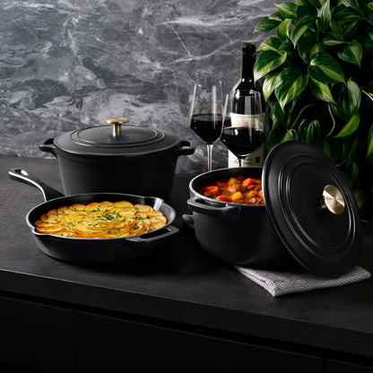 ZLINE 5-Piece Enameled Cast Iron Cookware Set in Black Matte, CWSETS-BLM-5