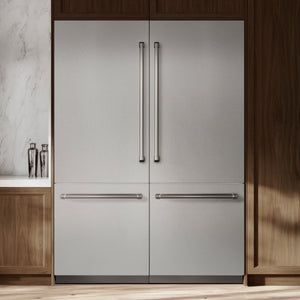 ZLINE 60" 32.2 cu. ft. French Door Built-In Bottom Freezer Refrigerator with Water Dispensers and Ice Makers in DuraSnow Stainless Steel with Graphite Gray Interior, GRBIV-SN-60