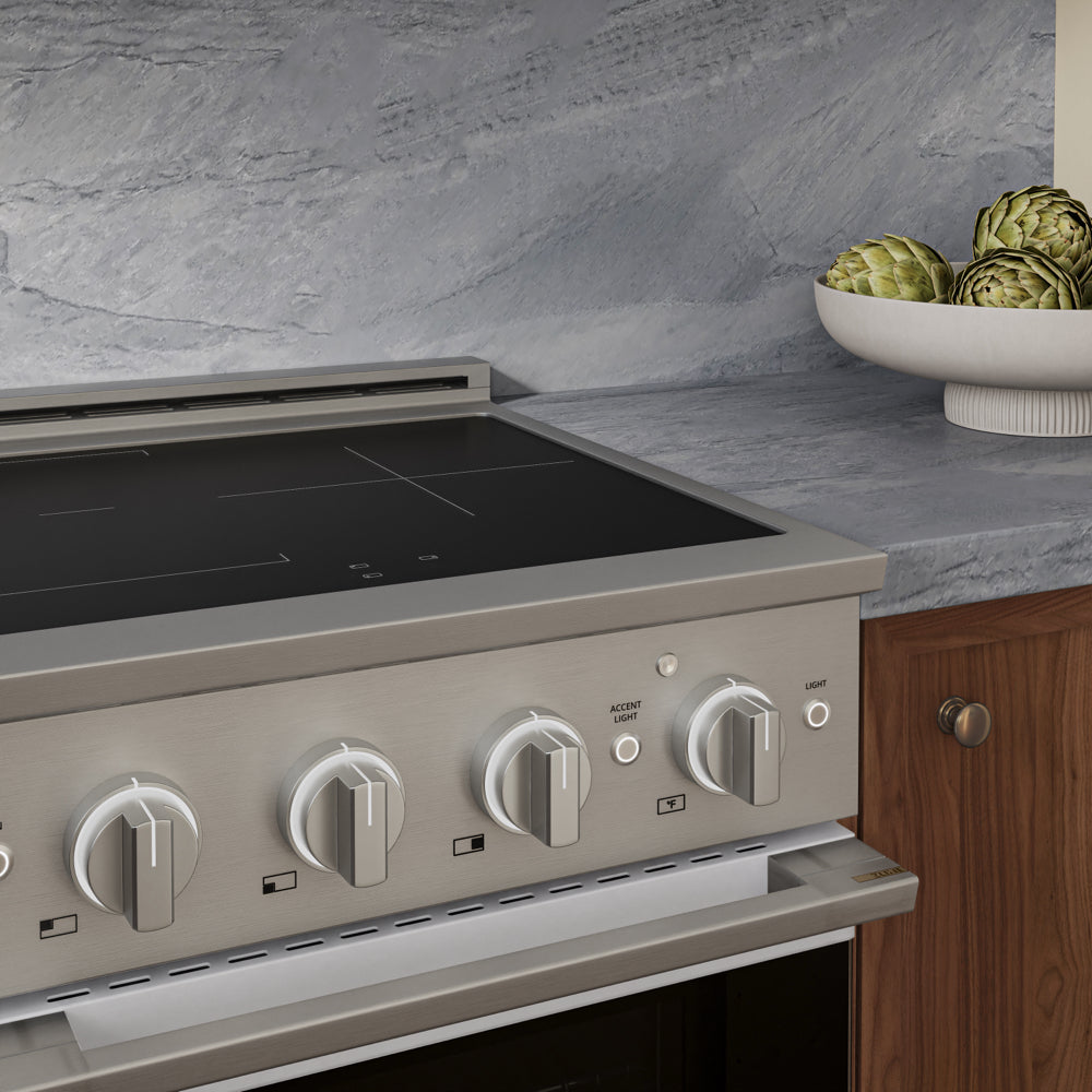 ZLINE 24 in. 3.2 cu. ft. Marino Induction Range with 3 Element Cooktop and Electric Convection Oven in Stainless Steel with White Matte Door, MINR-WM-24 - Lifestyle Photo 3