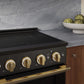 ZLINE Autograph Edition 24 in. 3.2 cu. ft. Marino Induction Range with 3 Element Cooktop and Electric Convection Oven in Black Stainless Steel with Polished Gold Accents, MINRBZ-24-G