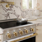 ZLINE Autograph Edition 30 in. 4.2 cu. ft. Marino Induction Range with 4 Element Cooktop and Electric Convection Oven in Satin Stainless Steel with White Matte Door and Polished Gold Accents, MINRSZ-WM-30-G